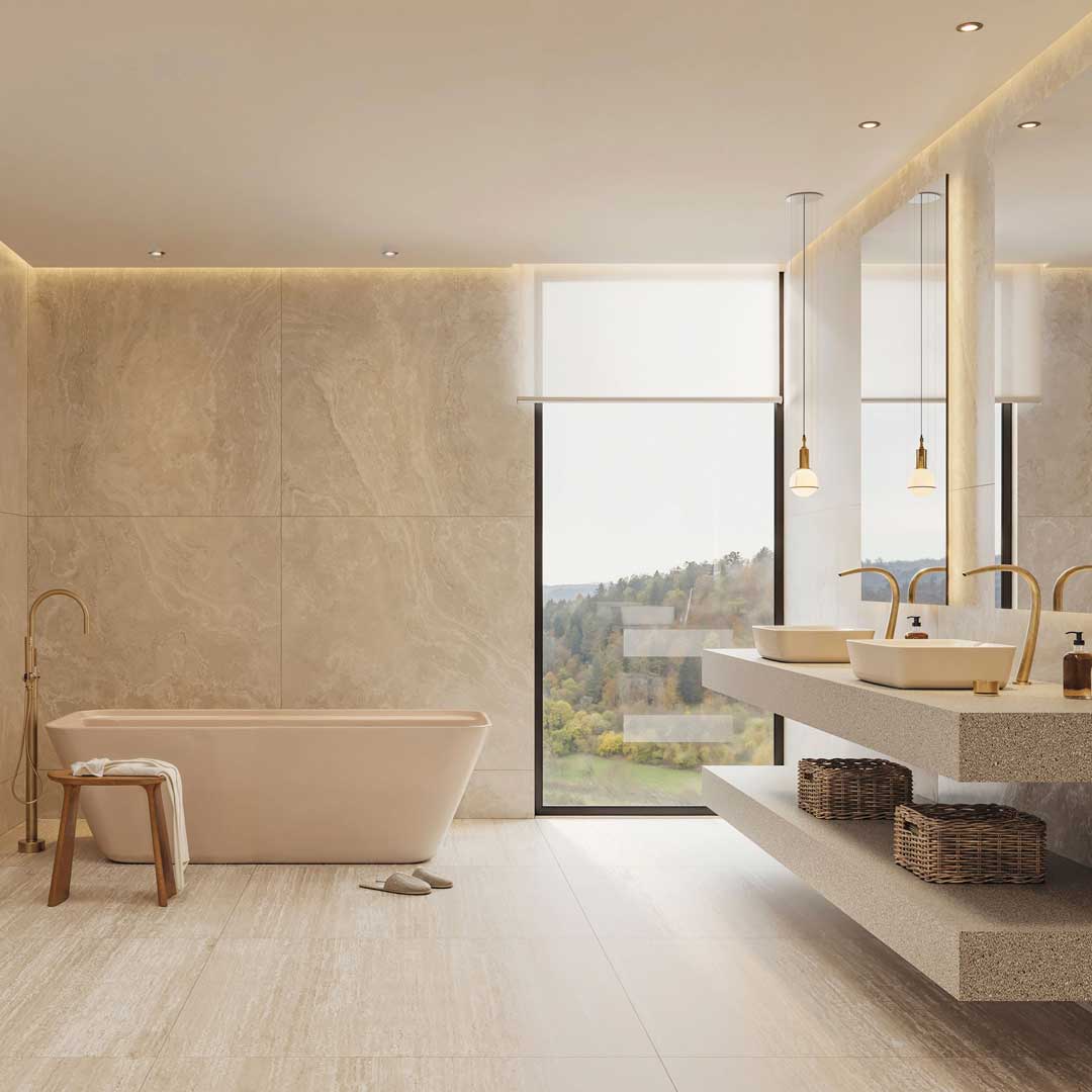 PORCELANATO TRAVERTINO VEIN CUT BE NAT 1ERA 120X120 RECTIFICADO - LECER