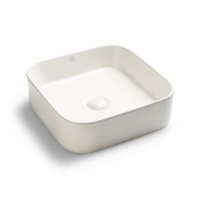 cuadrada white matte bacha apoyo c/ click clack 37,5x37,5